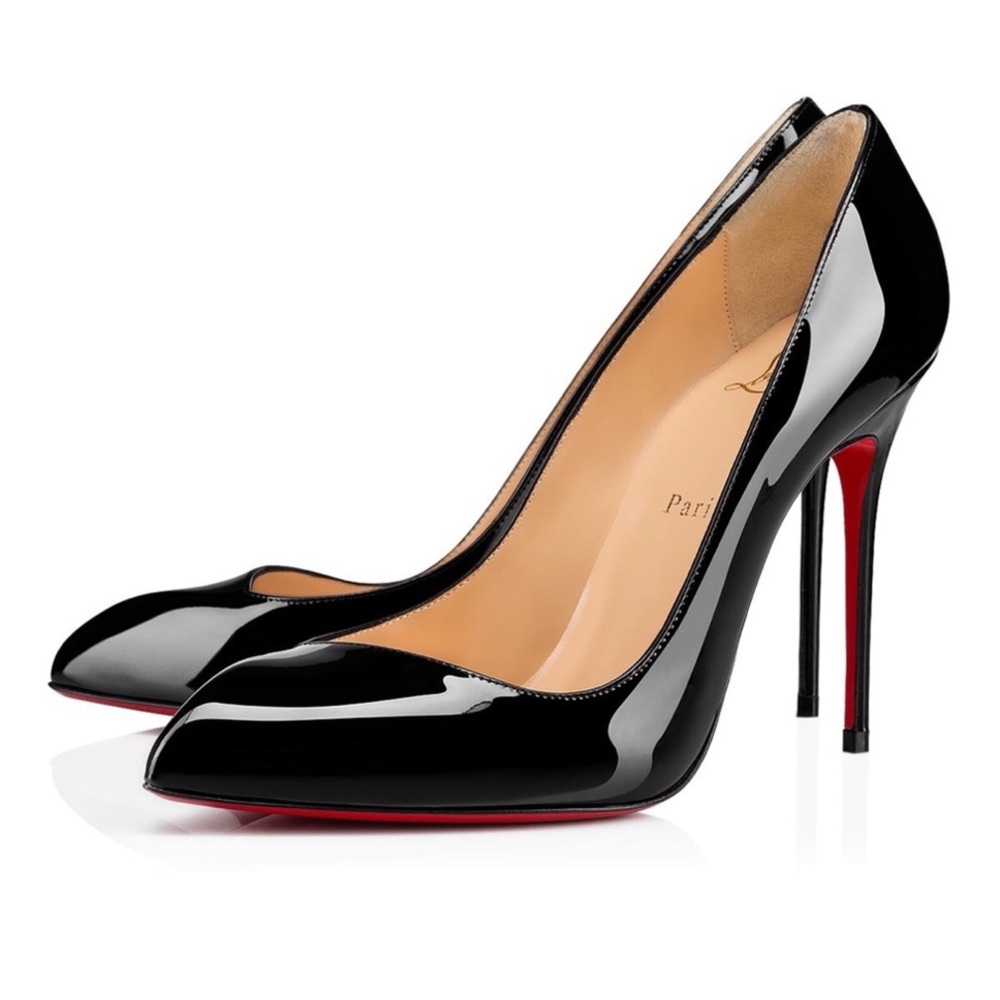 New in Box NIB 37 Black Patent Christian Louboutin Corneille 100